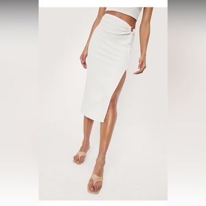 Nasty Gal O-ring ribbed midi skirt